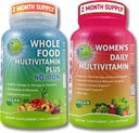 DOPOLNILNI ŠTUDIO Celovit ženski multi-sistemska podpora Duo – celi prehranski multivitamin brez železa + ženski dnevni multivitamin z železom – Vegan, ne-GMO, Čisti dnevni wellness podpora