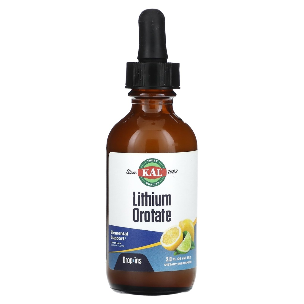 Litij Orotaste kapljice, limonina limeta, 2 fl oz (59 ml), KAL