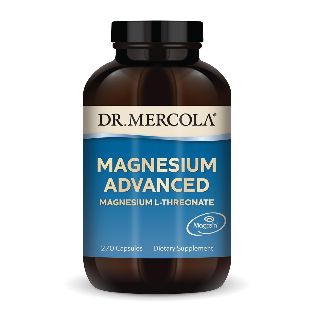 Dr. Mercola Magnezij Advanced - podpira zdravje kosti, sklepov in možganov - prispeva k bolj mirnemu spanju - Ne-GMO, Gluten-free & Soy-free - 270 kapsul (90 strežb)