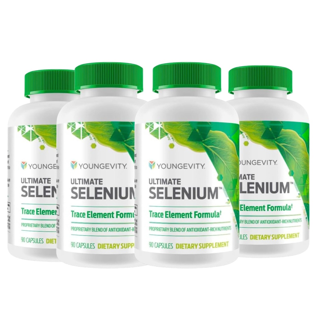 Youngevity Ultimate Selen + kofaktorji - Essential Mineral Supplement for Immune Support, Antioksidant Defense, Funkcija ščitnice in celično zdravje (I-selenometionin) - (90 kapsul)