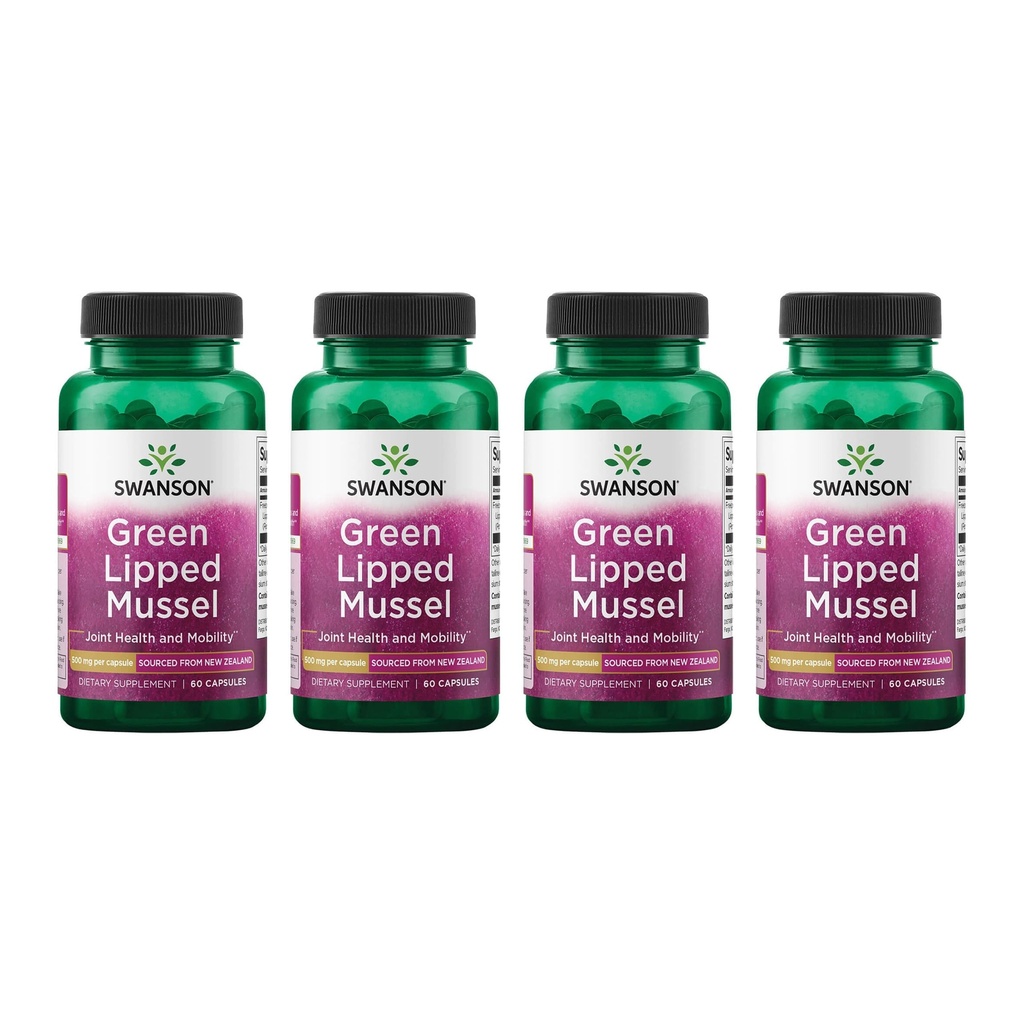 Swanson Green Lipped Mussel (Freeze-Dried) - Nova Zelandija Skupno zdravje in mobilnost dodatek - Naravna Formula lahko podpira zdravje srca in prebavne funkcije - (60 kapsul, 500mg vsak) (4 paket)