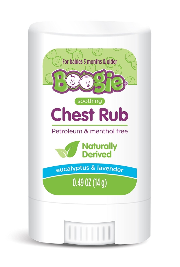 Boogie Chest Rub palico za blažilni Relief, Nafta-free, USDA Organic, Seveda Derivad, Pomirjujoče Eucalyptus in sivkender, 0.49 oz (Pack z 1)