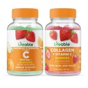 Življenjski Vitamin C 1050mg + Kolagen & Vitamin C, Gummies Bundle - odličen okus, Vitamin dodatek, Gluten brezplačno, GSO brezplačno, Žvečljivi Gummy