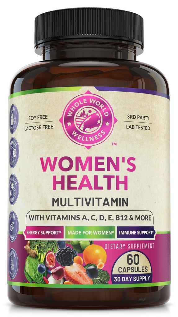 Ženske Daily Multivitaminski Multimineral Supplement for Energy, Mood, Focus, Hair, Skin & Nails. Narejeno za ženske s 30+ Hranila, sadje in energetika mešanica. Ženske Vitamini 60 Kapsula. Narejeno v ZDA.