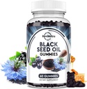 Črno seme olje Gumies-Organic hladno stisnjena Nigella Sativa črno seme olje z medom, vitamin B6, C, D3, Kurkuma, Granatna, Podpora imuniteta, Prebava, Možganske funkcije, Lasje & Skin-60 Gumies