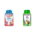 Vitafusion fiber dobro sladkor brez vlaknin dodatek & vitamin D3 Gummy vitamini za podporo kostnega in imunskega sistema, Breskve, borovnice in jagode aromatizirana, 50 mcg Vitamin D, 75 dan dobava, 150 Število