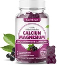 mehki medved Kalcij Magnezij cink Gumiji za ženske, visoka absorpcija Kalcij Magnezij Dopolnilo za kosti moč, sladkor brez, Vegan, Elderberry Flavor 60 Gumies