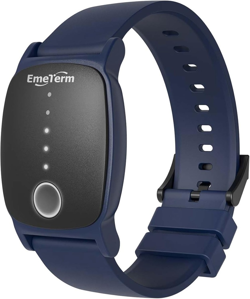 EmeTerm Explore FDA-Cleared Anti-Nausea Wristband IP67 Vodoodporna Morning Motion Sickness Relief Band Napolniti Classic Strap Design Drug Free Ne-drowsy brez stranskih učinkov Navy Blue