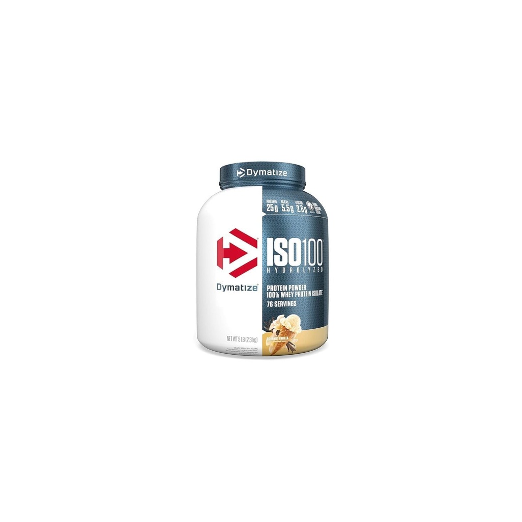 Dymatize ISO 100 Whey Protein Powder s 25 g hidroliziranega 100% sirotkinega izolata, Vanilla 5 Pound, Paket se lahko razlikuje
