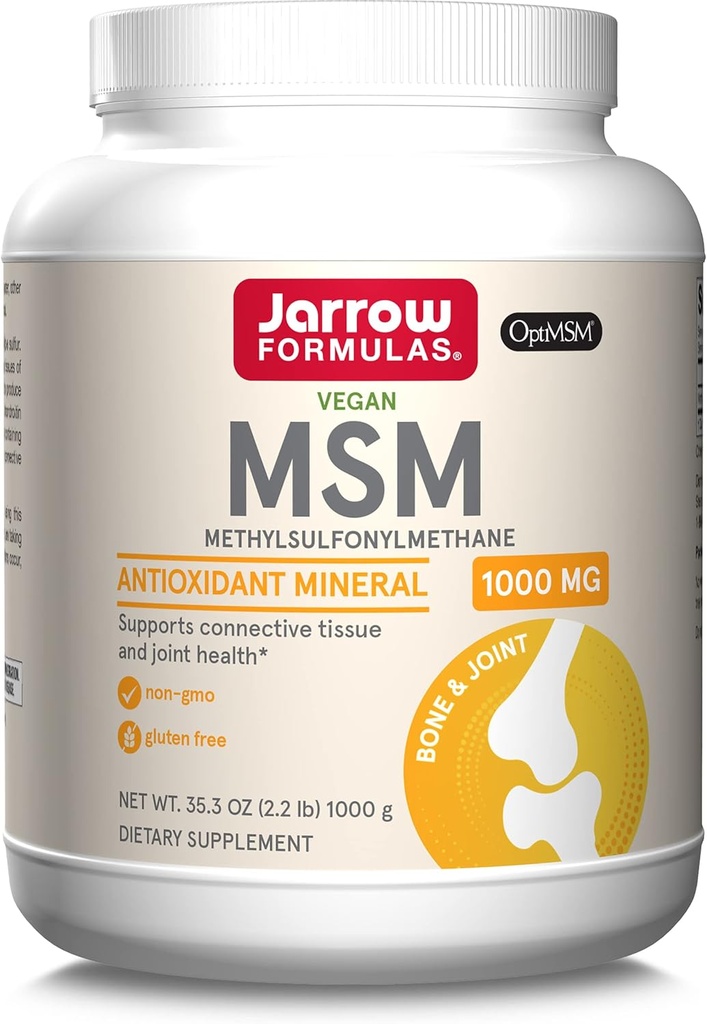 Jarrow Formulas® MSM Powder, Metilsulfonilmetan, 1.000mg, Antioksidant Mineral, Skupni zdravstveni dodatek in podpora za kožo, 2,2 lbs, pribl. 1000 Služabnikov