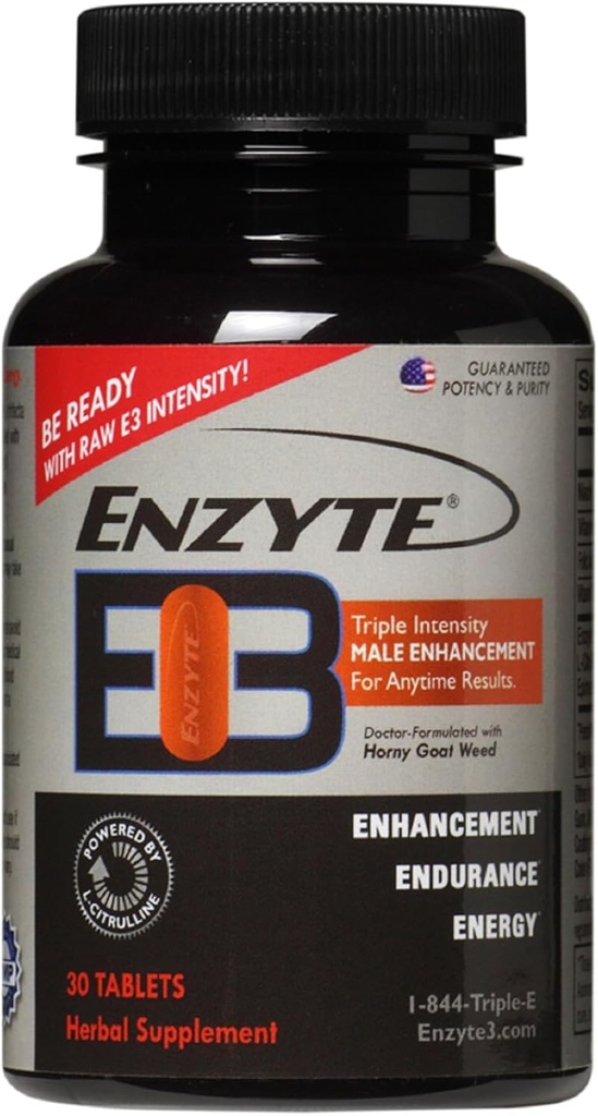 Enzyte3® moška vitalnost in učinkovitost – energija, stamina, vzdržljivost – z L-citrulin, Epimedium, Guarana Seme Extract & More – 30 tablet
