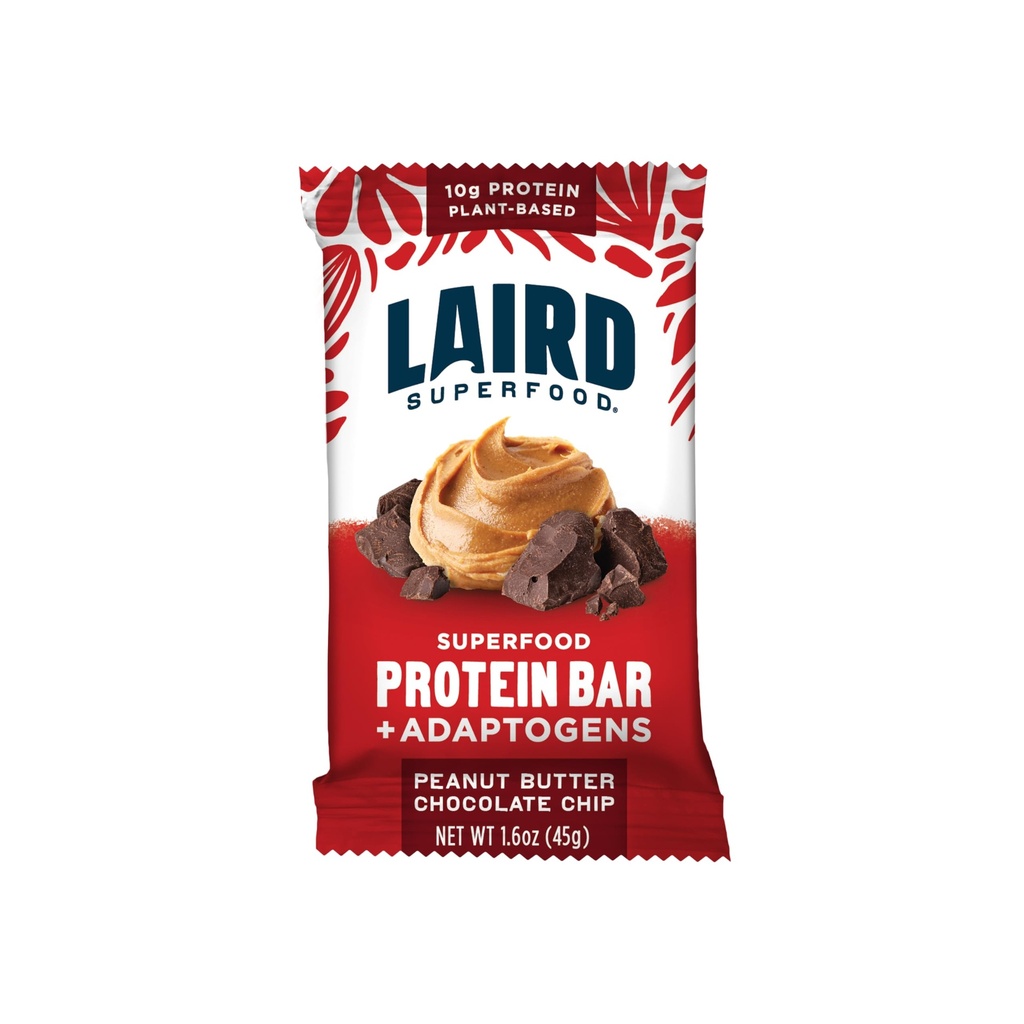 Laird Superfood Funkcionalne proteinske čokoladice – Beljakovinska čokolada, vendar bolje s pravimi sestavinami, Funkcionalne gobe 10g Rastlinske bazične beljakovine, 6g Fiber - Ne-GMO - Peanut Butter čokoladni čip, 10 število (Pack of 1)