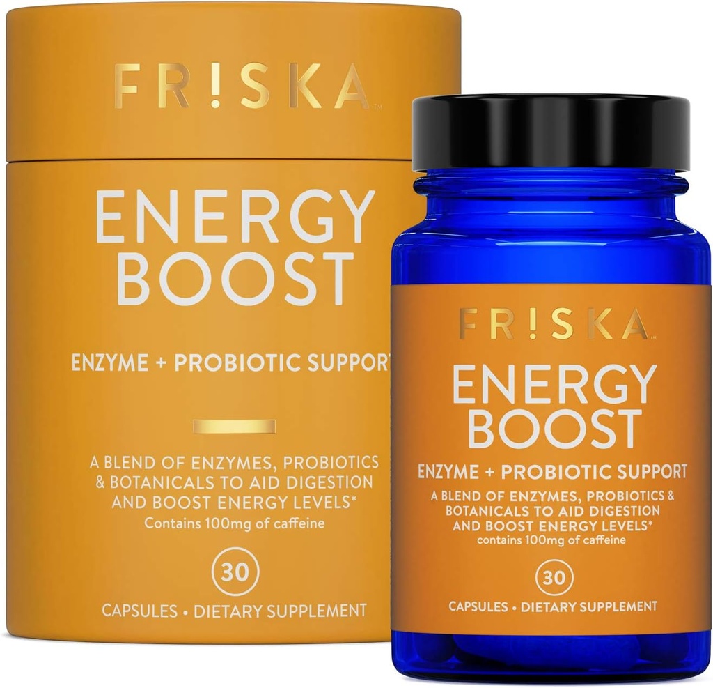 FRISKA Enzyme in Probiotics dodatek za energijo, spodbuja boljšo prebavo in energijo za moške in ženske, Gut Health, 30 kapsul