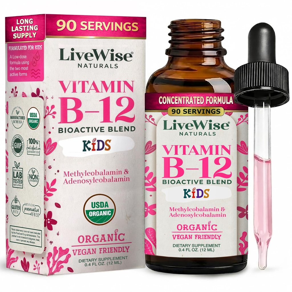 LiveWise Naturals Vitamin B12 Tekoče kapljice za otroke 