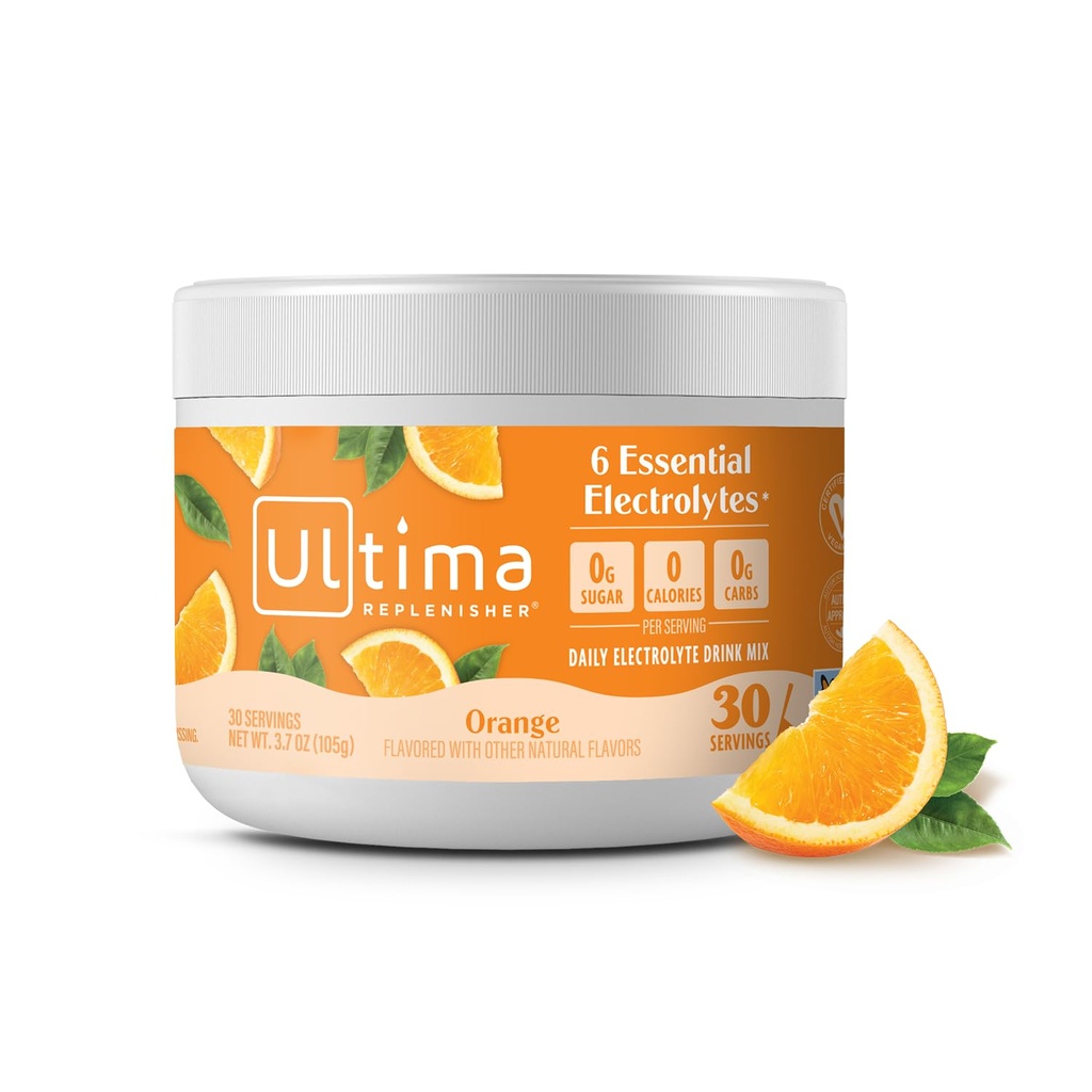 Ultima Replenisher Daily Electrolyte Powder Drink Mix – Sugar Free – Orange, 30 Serving – Hidracija Powder s 6 Ključ elektroliti in trace Minerals – Keto Friendly, Vegan, Non-GMO