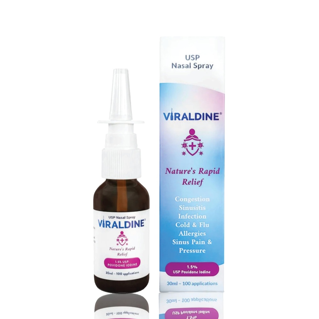 1,5% Povidon-Iodine Nazal Spray, Hitro Relief Formula, Pomaga pri Daily Congestion, 100 Aplikacije, 30ml