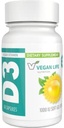Veganska Life Nutrition - vitamin D3 dnevne kapsule za odrasle (1000 i.e.) - brez glutena, brez glutena, brez glutena, podpira zdravje kosti in imunski sistem - 60 kapsul
