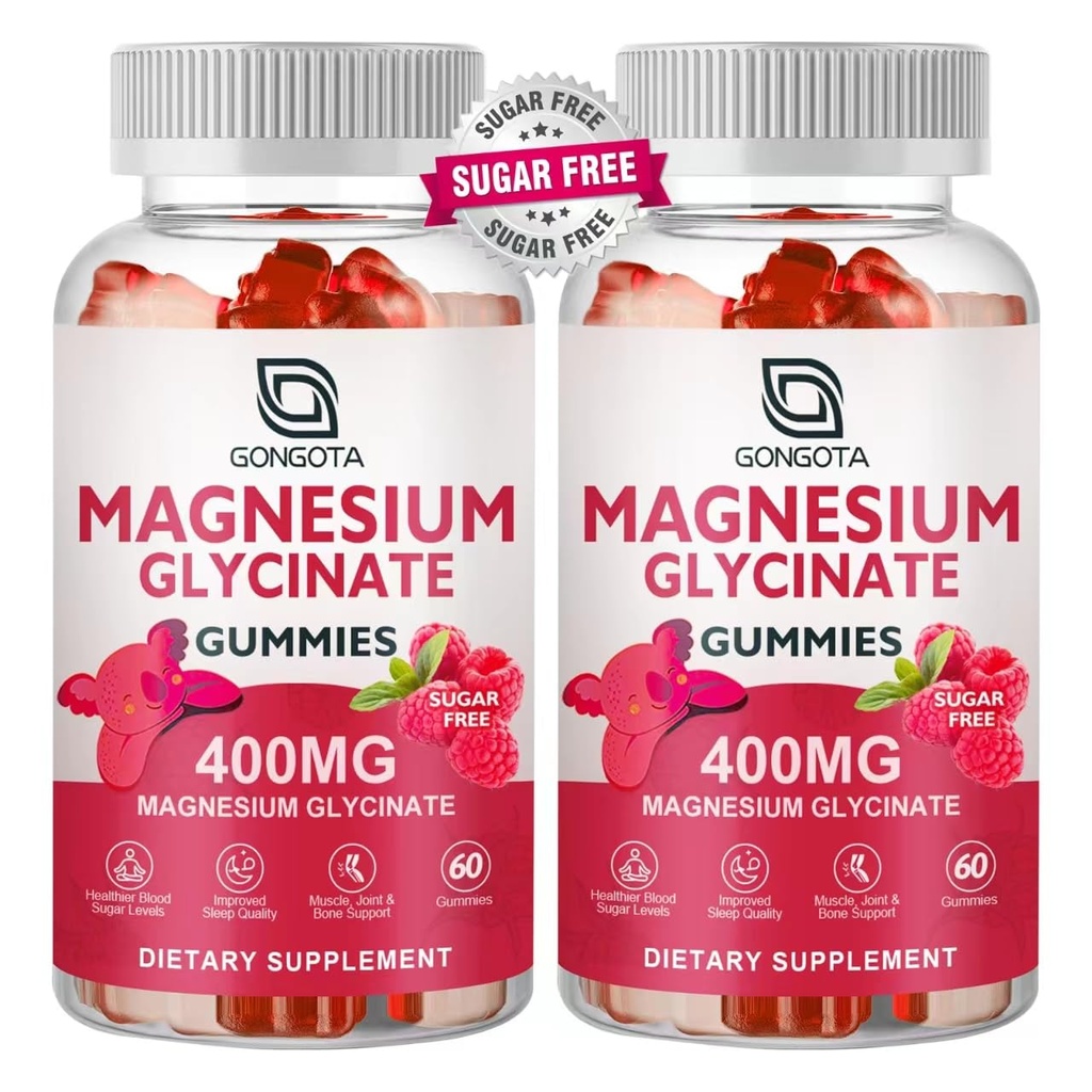 Magnezij Glycinate Gumies 400 mg s 100 mg Sestavljen magnezij - kelirani magnezij Kalij dodatek z vitaminom D, B6 Podpira miren, spanje, spomin in mišice Cramps, Sugar Free - 120 Gummies