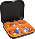 Škatla tablete Prenosne tablete Dispenzator, potovalne prenosne tablete Box, 4-Compartment dnevno Prenosne tablete Organizator, primeren za vitamine, zdravila, ribje olje (Črna + Oranžna)