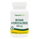 NaturesPlus Betain HCl (hidroklorid) - 600 mg, 90 Tablete - Prebavna podpora dodatek, Olajša simptome občasno zgago in prebavne motnje - hipoalergene, Gluten-free - 90 Službe