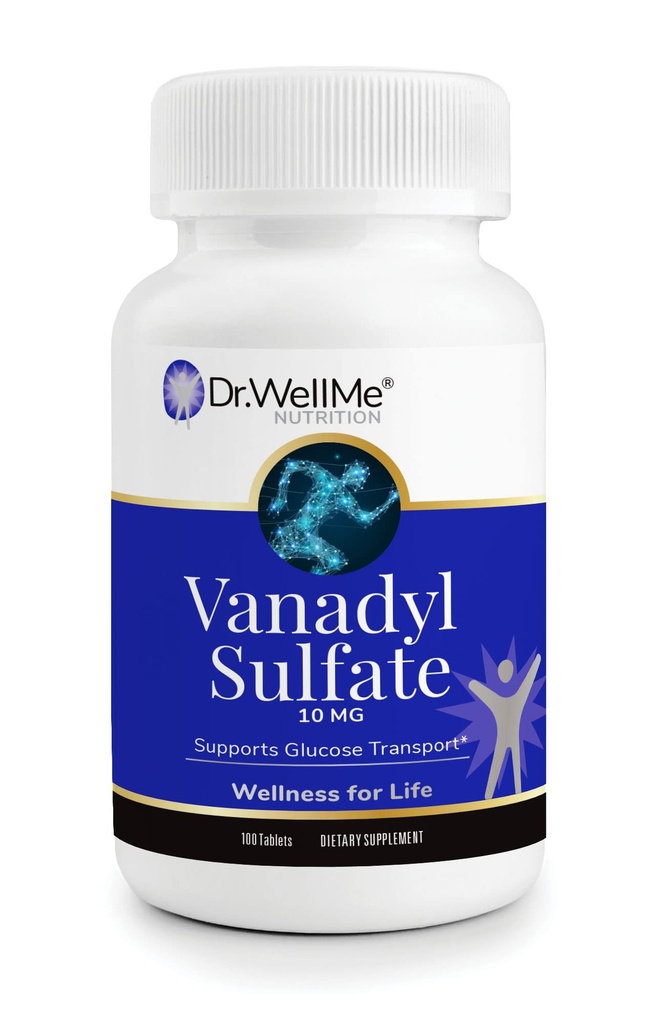 Dr. WellMe Vanadyl sulfat 10 mg – 100 tablet krvni sladkor, vzdrževanje glukoza in presnova – ne-GMO, Gluten-free dodatek za moške in ženske