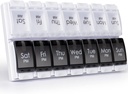 MERICARGO Am Pm tablete Organizator 7 dan, 2 krat na dan velike tedenske tablete škatle, Push Button Daily Pill Primer za vitamine, ribje olje, dodatki