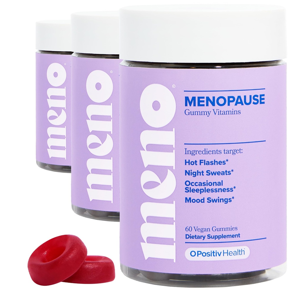 O Positiv MENO Gummies za Menopause, 30 Serving (Pack of 3) - Hormone-free dodatki za ženske s črnim Cohosh & Ashwagandha KSM-66 - Pomaga blažiti vroče bliskavice, nočno potenje, & Mood Swings