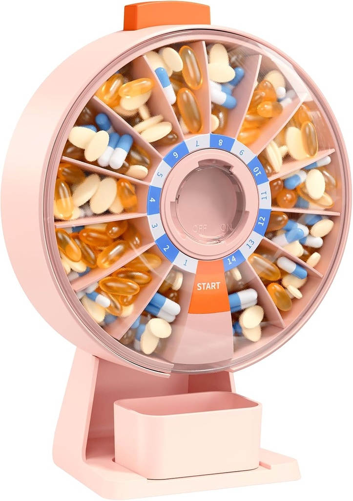 Daviky tablete Dispenser vsak dan, velike tablete Organizator z steno-napolnjeno ali stalno uporabo, 14 dni tablete vsebnik, Push Button Design, Weekly Pill Box za vitamine, Medicina,Dobava, ribje olje(Pink)