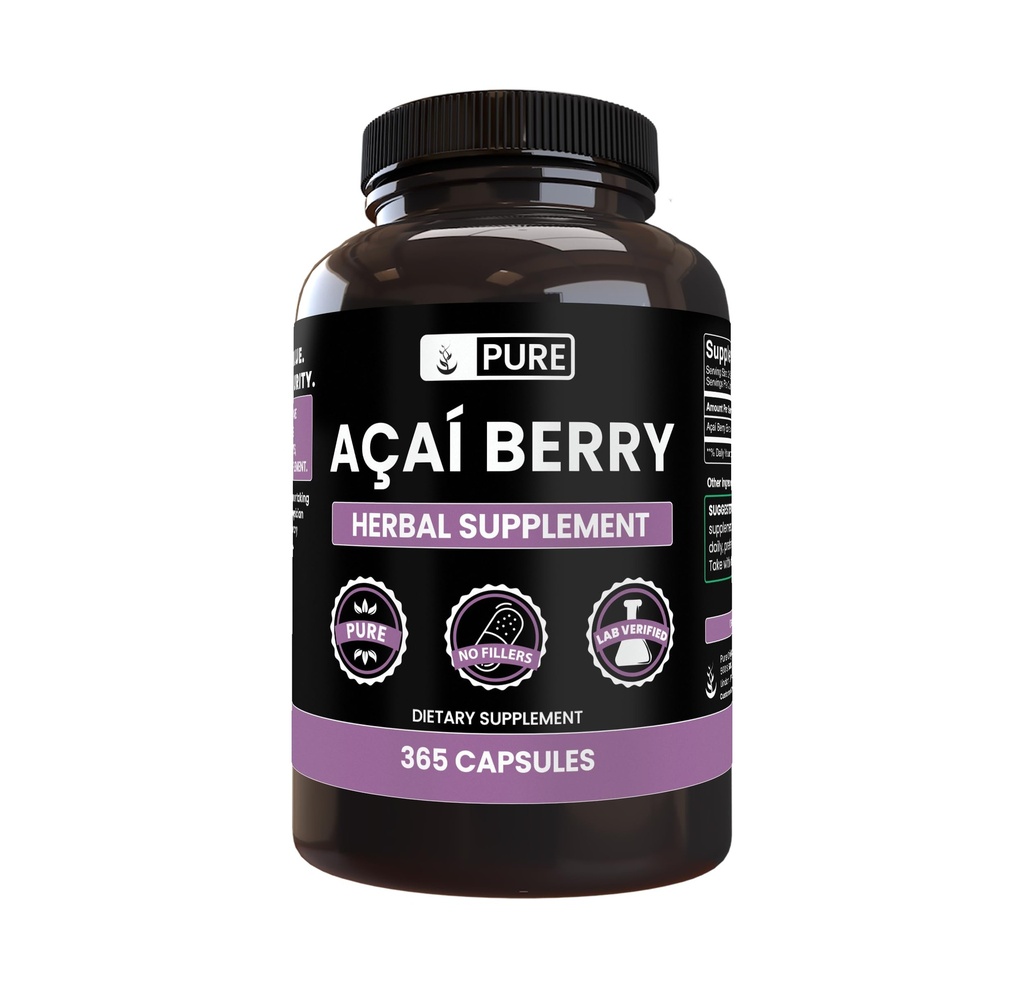 PURE POREKLA SESTAVINE Acai Berry (365 kapsul) brez magnezija ali riževih polnil, vedno čista, laboratorij preverjen