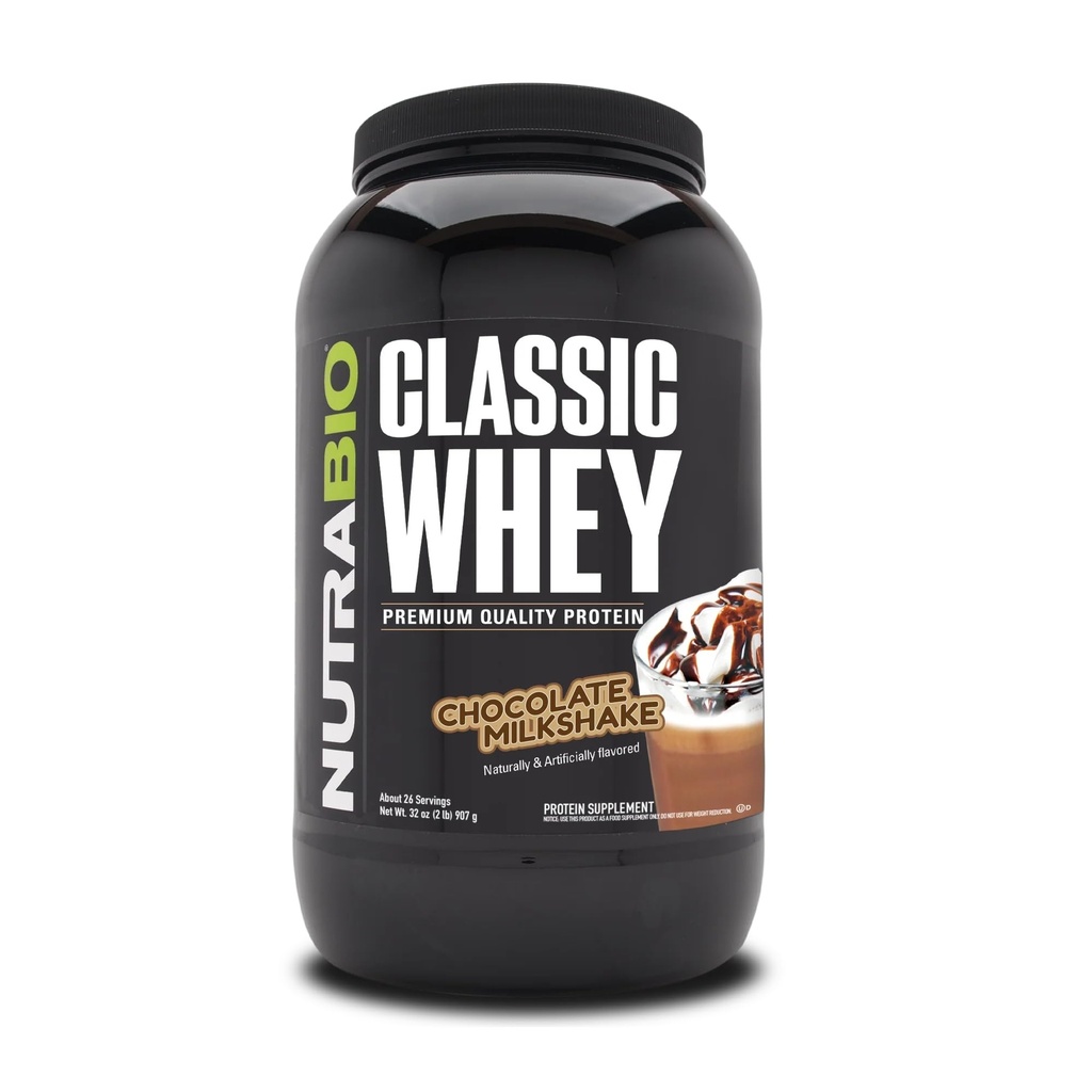 NutraBio Classic Whey Protein Powder- 25G beljakovine na Scoop - brez polnil, umetne barve, konzervansi - čokoladni mlečni napitek, 2 funta