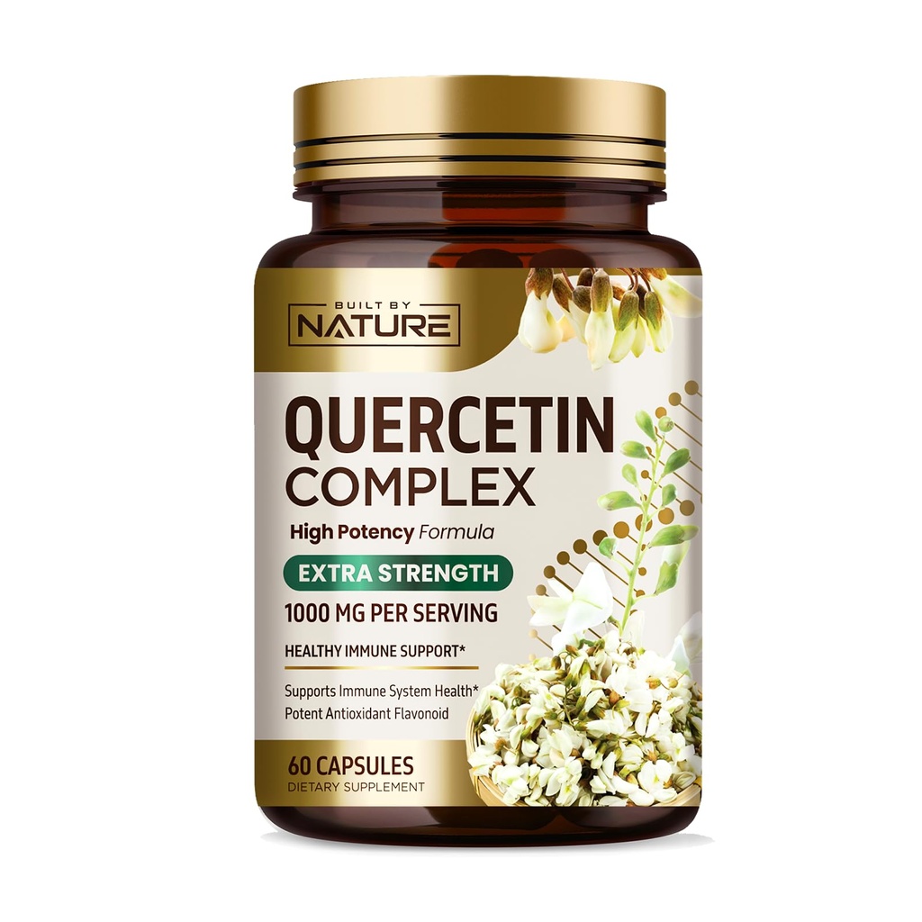 Zgradila Narava Quercetin 1000mg – Visoka moč Quercetin Dihidrat Antioksidant Flavonoid – Imunska, dihalna in alergija Podpora - Ne-GMO, Gluten-free - 60 Veggie kapsule