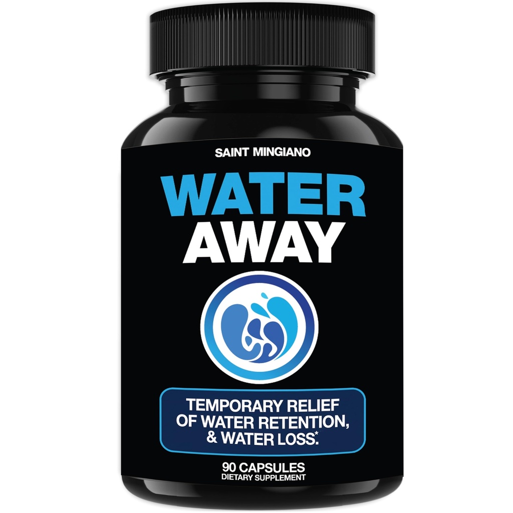 Water Away - Diuretic Water Pills - Retention and Flushing, Aids in Water Relief & Water Loss for Swollen Ankles Feet, Legs or Bloating - Fast Acting Water Away Pills for (90 Capsules)