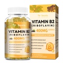 Totaria Vitamin B2 Gumies, Sugar Free Riboflavin 400mg Dopolnilo za odrasle in otroke z magnezijevim glicinatom 400mg, COQ10 & Bezgovina, Koža in živčevje Podpora, Non-GMO, 60 Gumies