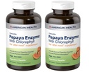 American Health Papaya Enzyme s klorofil žvečljivimi tabletami - 600 Število (200 skupno serving) (paket z 2)