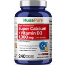 NusaPure super kalcij 1300mg, vitamin D3-240 Veggie Caps (ne-GMO, brez soje, bioperin)
