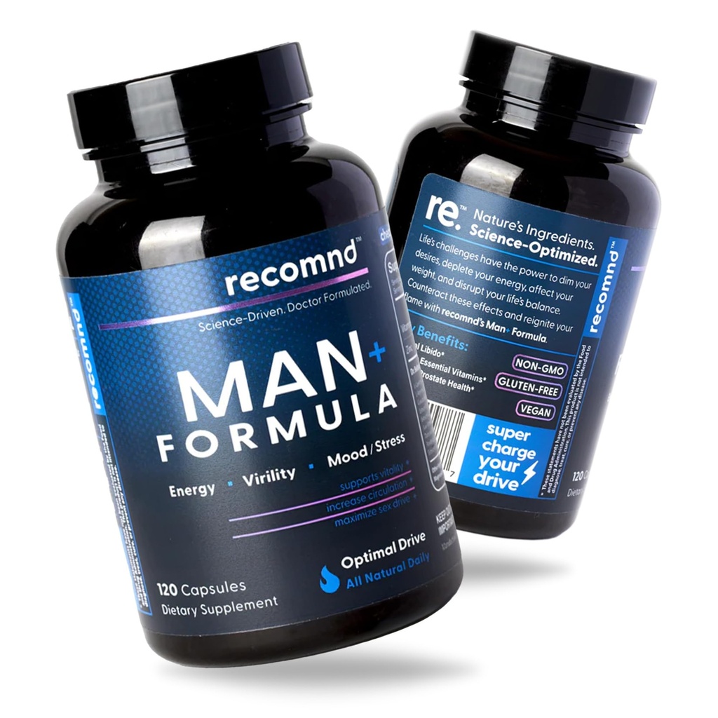 Prehrana - Man+ Formula, Energy Support, Muscle Support, in Prostata Health Supplements za moške z vitaminom E, Saw Palmetto, Red Korean Ginseng, in več, 120 Kapsule