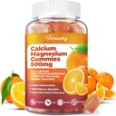 Kalcijev magnezijev dodatek Gumiji za odrasle: kalcijev citrat 600 mg z vitaminom D3 & K2 za ženske moške - podpira B0ne moč, boljše Zzz, mišice, energijo in imunost (60 Count)