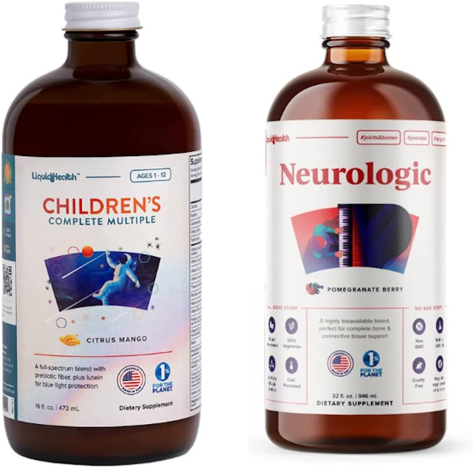 LIKVIDHEALTH Tekoči multivitaminski za otroke Otroci in Brain Booster Neurologic Liquid Vitamin dopolnila