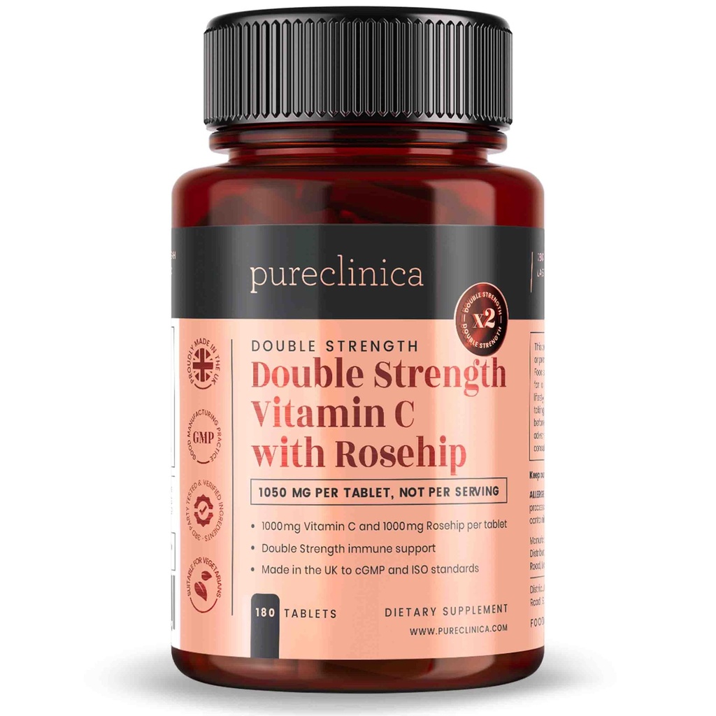 pireklinica Vitamin C z rožičem – 2000mg (1000mg VIT C & 1000mg Izvleček rožiča) x 180 tablet - 6 mesecev dobave!