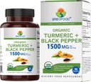 Brieofood Organic Kurkuma s črnim poprom 1500mg, 45 Služabniki, vegetarijanci, Gluten prost, 90 vegetarijanske tablete
