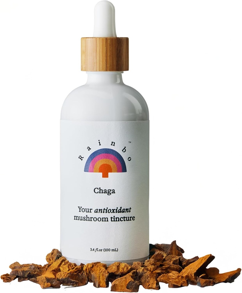 Rainbo - Chaga goba Tinktura - Dual Extract goba dodatek - Imunska podpora, celična podpora, Liquid Chaga dodatek, Vegan, Non GSO, 3.4 fl oz