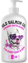 Divji Aljaski Salmon Oil za pse in mačke - Pure Fish Omega 3 6 9 Liquid EPA DHA Maščobne kisline - Koža & Coat dodatek - Podpira skupno funkcijo, možgani, oči, Immune & Heart Health - Made in USA 8 oz