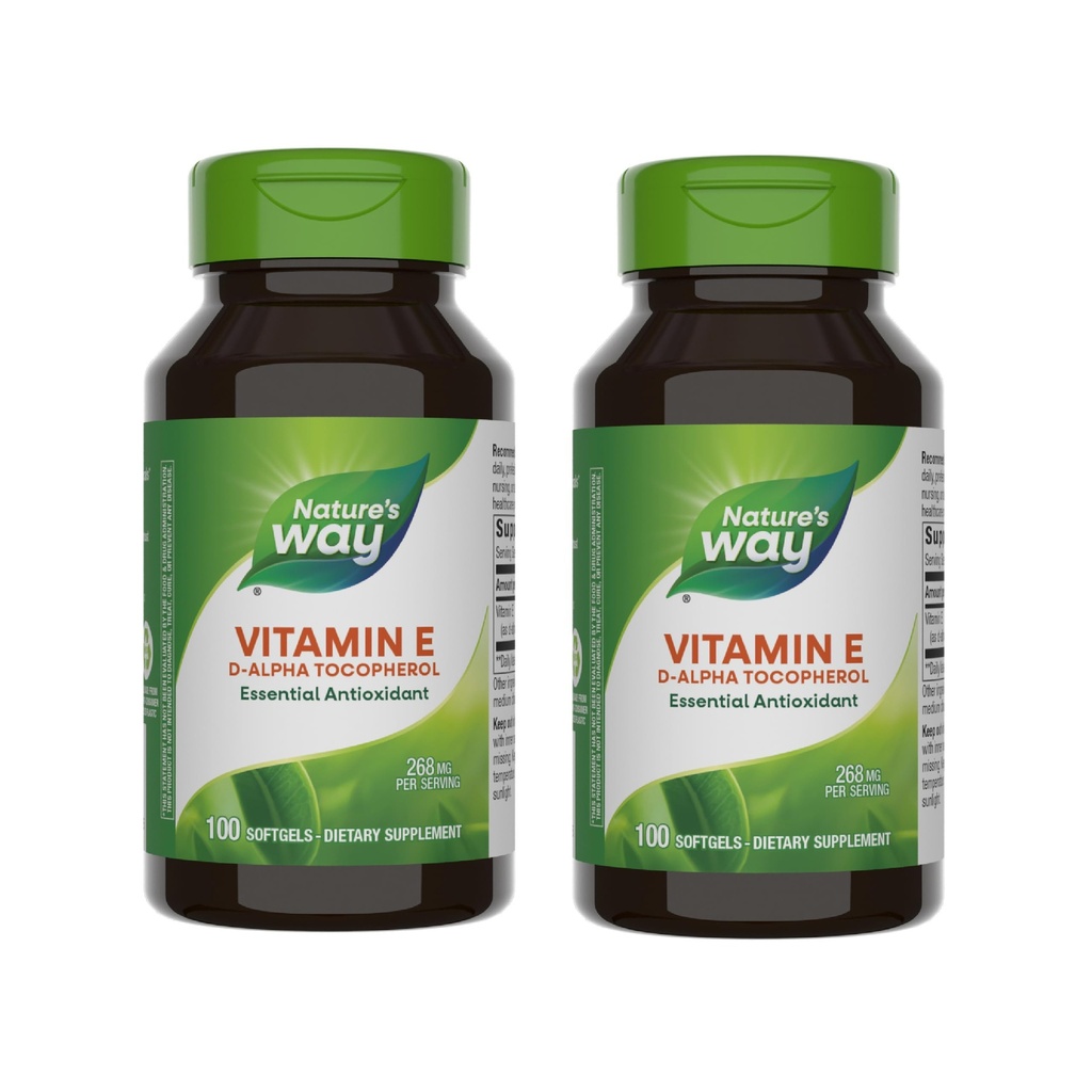 Naravna pot Vitamin E, D-Alpha Tocopherol, Essential Antioksidant, pomaga nevtralizirati prosti radikali*, 268 mg na serviranje, 100 Softgels (Packaging May Vary) - 2 paket