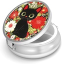 Tablete Box-3 Predel majhne tablete Zabojnik za Purse & Pocket Mini Metal Tablete imetnik potovalne tablete Zabojnik za shranjevanje dodatkov vitamini BPA-free (Cute Cat)