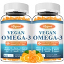 2 Pack Omega-3 Gummies Potent Algae Omega Vir, Boost Brain, Eye & Imunska funkcija, z DHA in EPA Vegan & Sugar brez, Orange Flavor, 120 Število