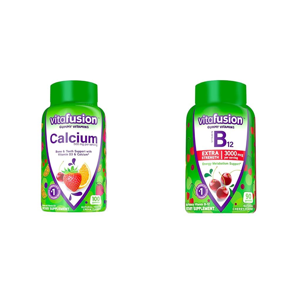 Vitafuzija žvečljivi kalcij Gummy Vitamini za kosti in zobe podpora in ekstra moč Vitamin B12 Gummy Vitamini za energijo Presnova Podpora in Živčevje Zdravstvena podpora