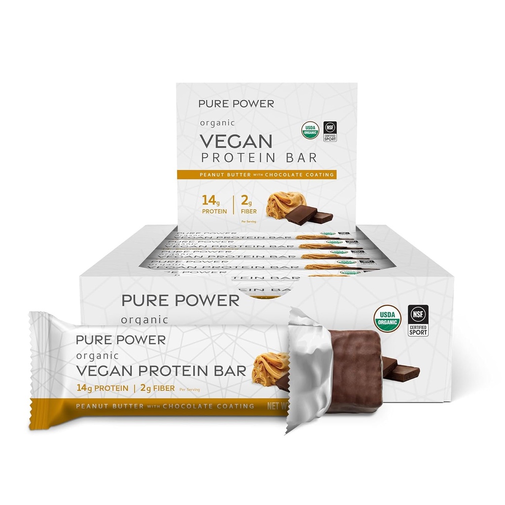 Dr. Mercola Pure Power Peanut Butter Protein Bars, 12 Strežniki, brez GSO, brez soje, brez glutena, Veganske Protein Bars