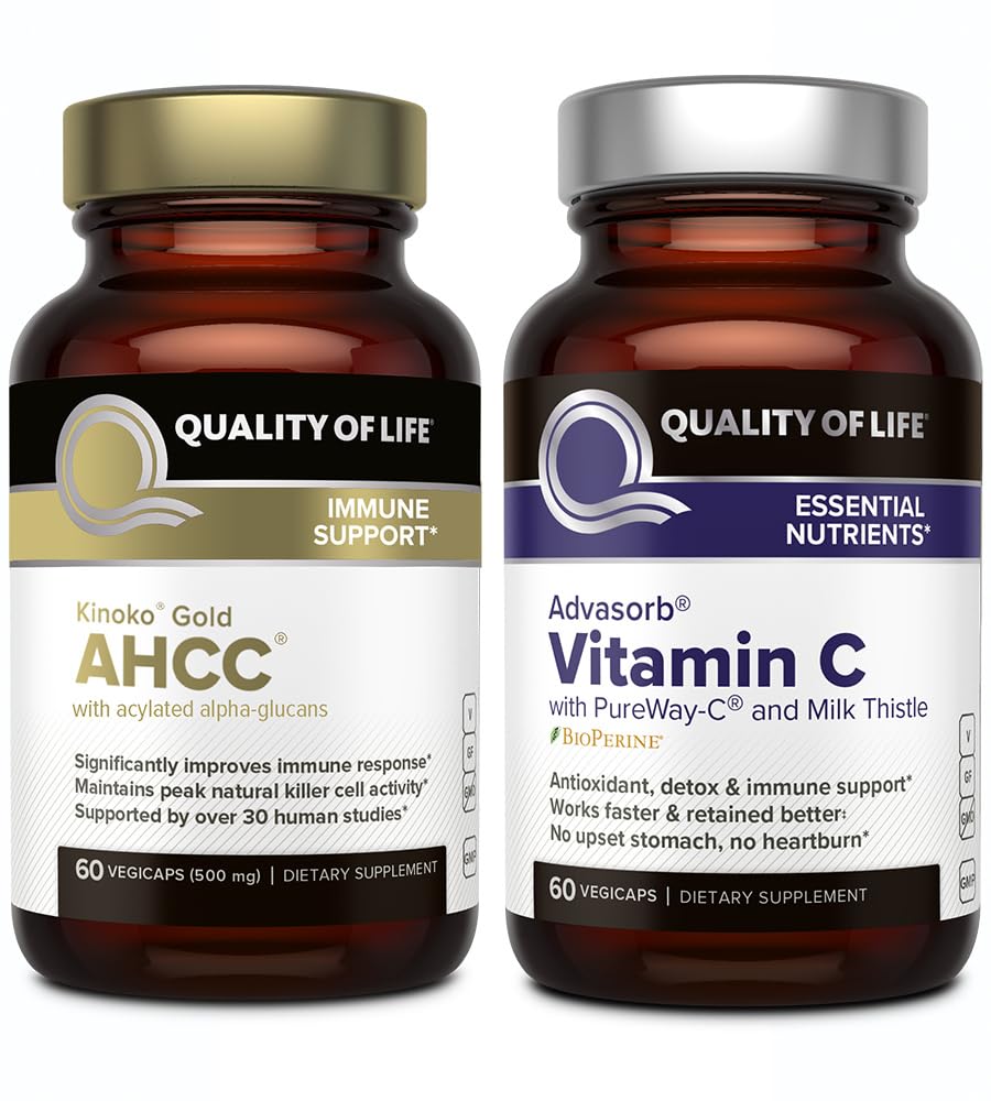 Kakovost življenja AHCC Kinoko zlato in advasorb Vitamin C - Imunska podpora paket