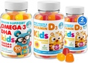 Omega 3 DHA Gumiji in vitamin D Gumiji za otroke in odrasle - brez ribjega olja in brez glutena Fiber Chewable