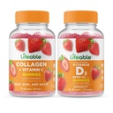 Življenjski kolagen & vitamin C + vitamin D 5000 i.e., Gummies Bundle - odličen okus, vitamin dopolnilo, Gluten brezplačno, GSO brezplačno, žvečljivi gumi